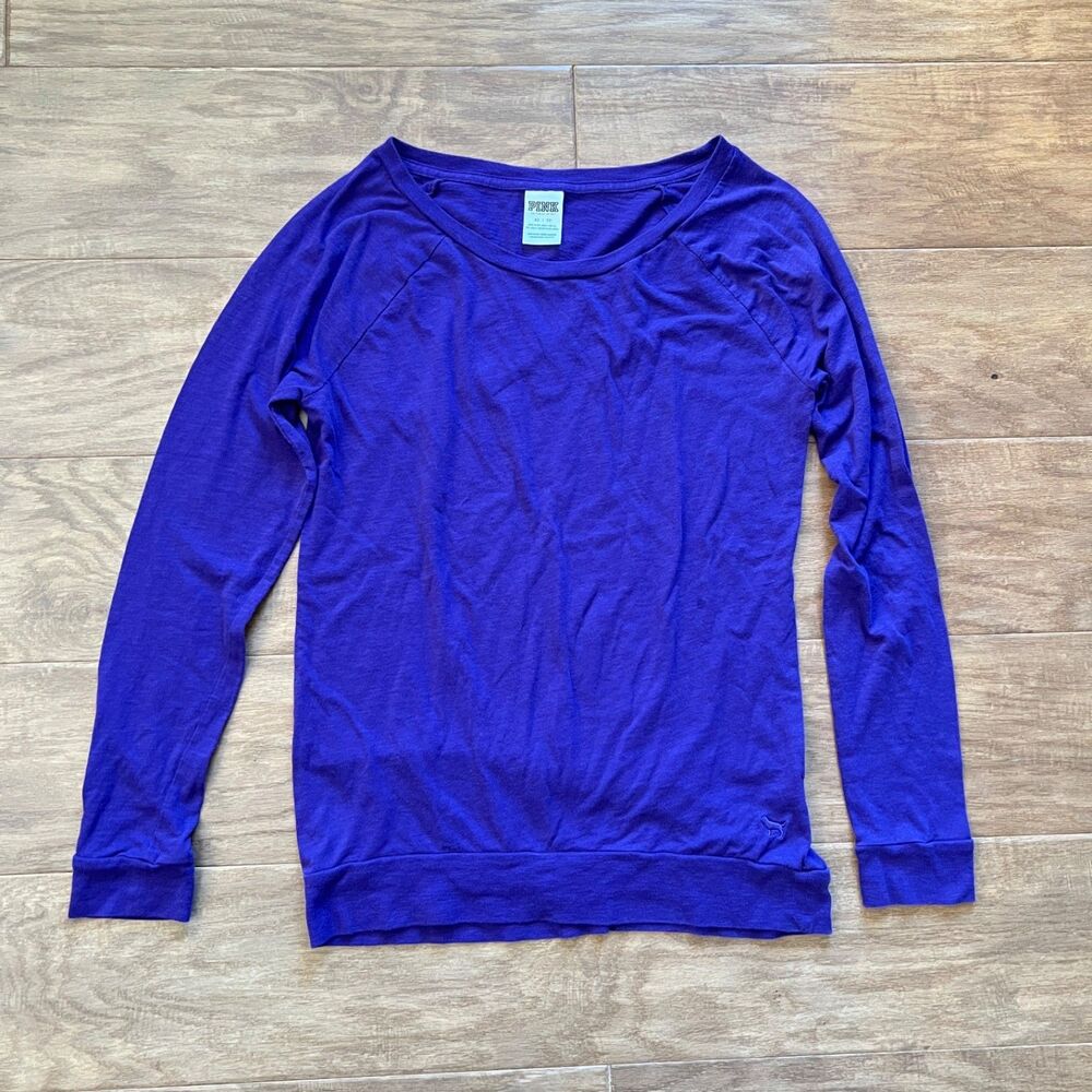PINK Victoria's Secret Tee T-Shirt Size XS Purple Long Sleeve